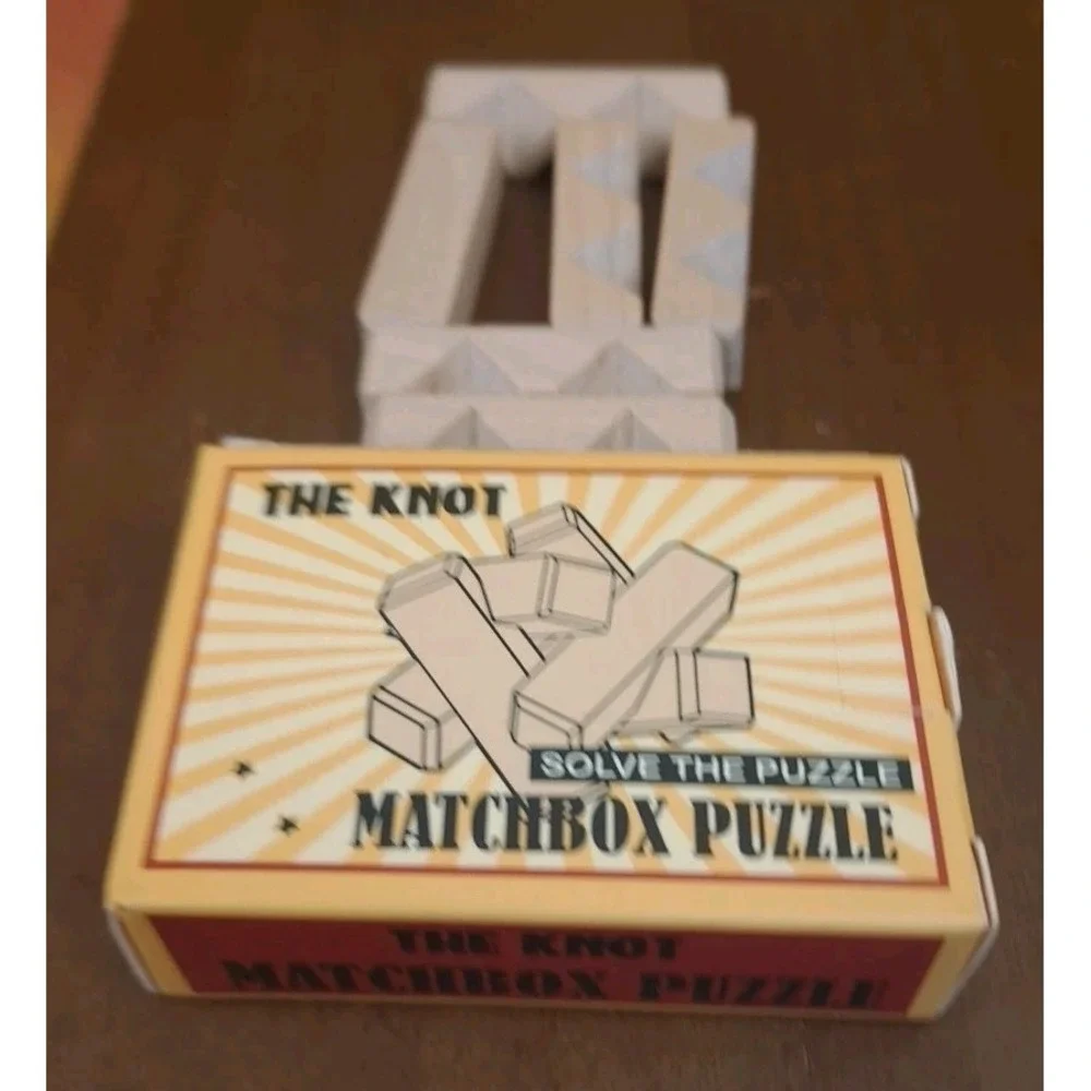 NIB The Knot Matchbox Puzzle Game 6 Pieces With‎ Solution Inside - 2 1/2